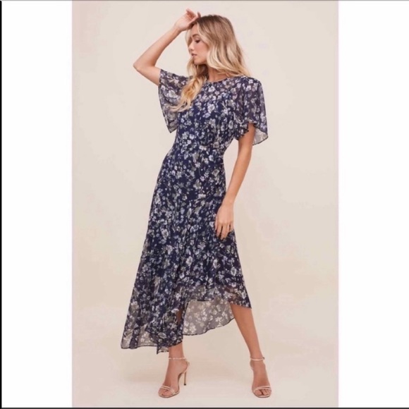 Astr | Dresses | Astr The Label Flutter Sleeve Floral Maxi Dress | Poshmark